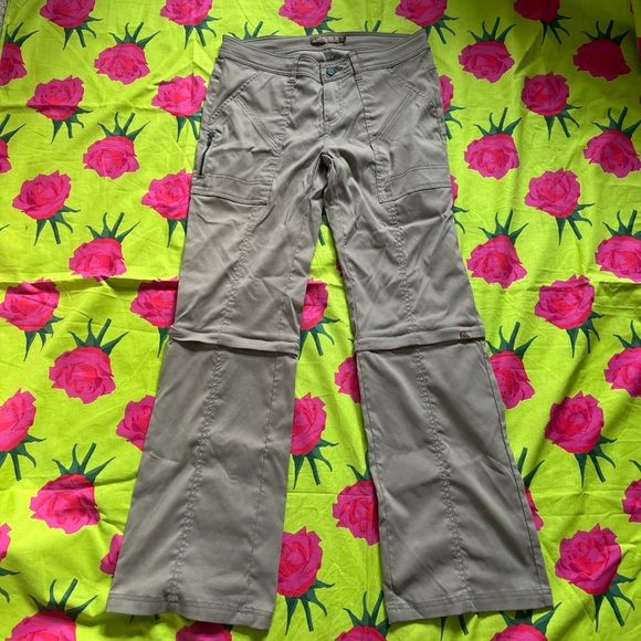 Prana Women Convertible Outdoors Khaki Hiking Pants size 8, 9” rise gorpcore - Picture 5 of 11